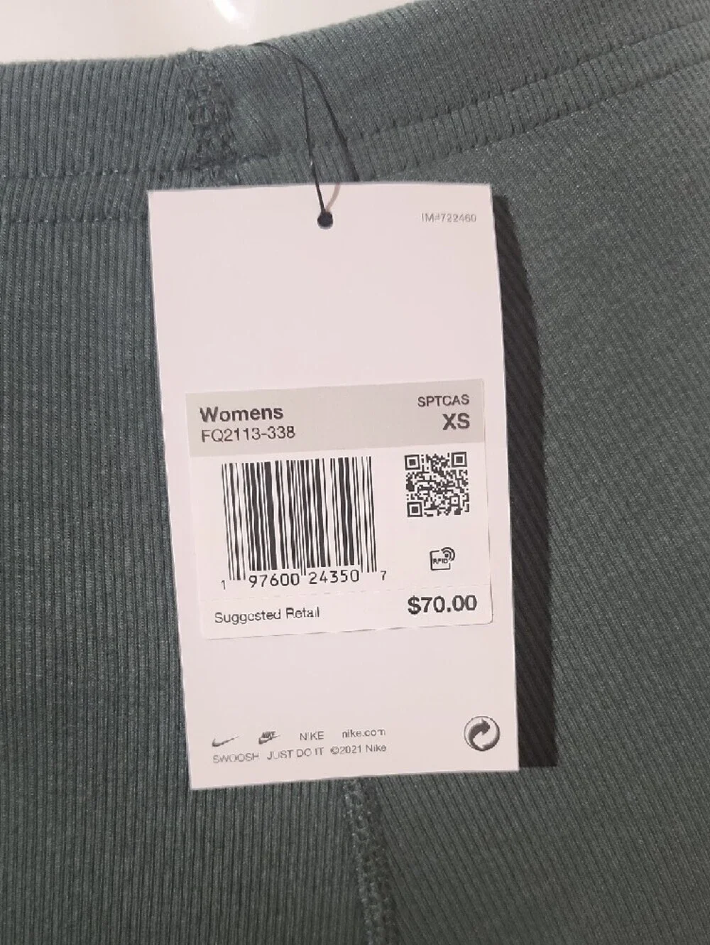 Nike Forest Green Flare Leggings with Small White Swoosh